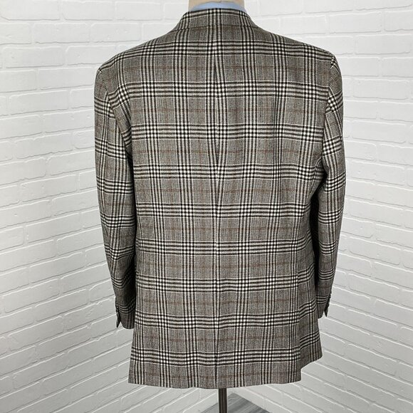 Hickey Blazer Men‎ 42R Black Brown Big Houndstooth Plaid Wool Suit Jacket VTG - Picture 4 of 14